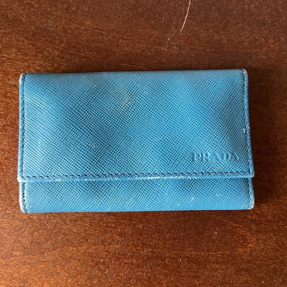Prada Key case Key holder Blue leather